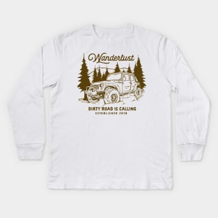 Wanderlust Jeep Kids Long Sleeve T-Shirt